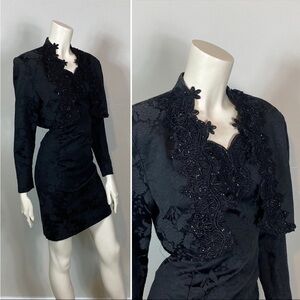 scott mcclintock Brocade Jeweled Beaded -2 Piece Dress & Bolero Jacket Vintage